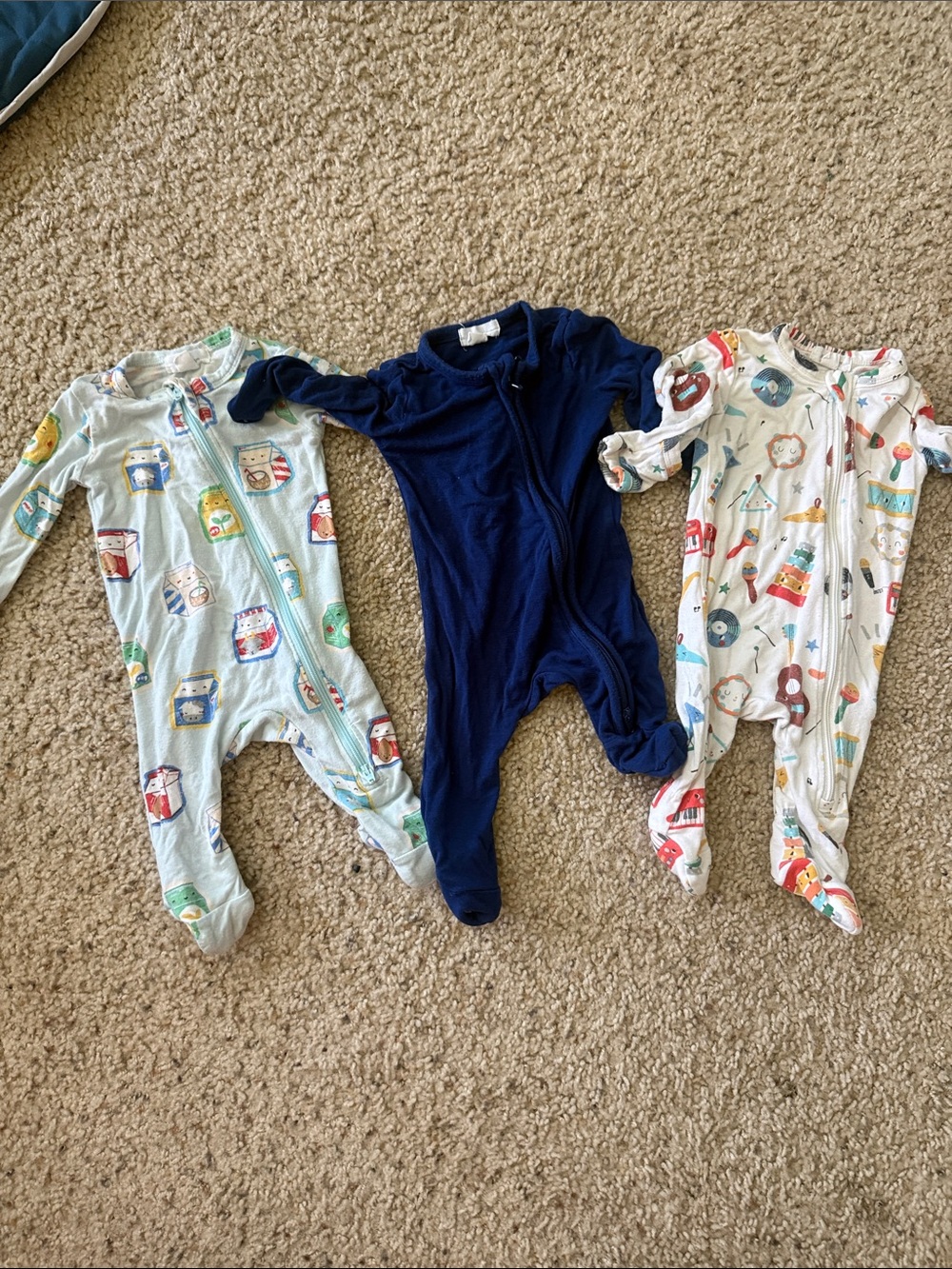 Angel Dear Navy Solid and Multi-Print Baby Footed One-Pieces